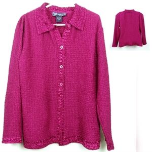 Susan Graver Shirt Blouse Women's Size M Fuchsia Casual